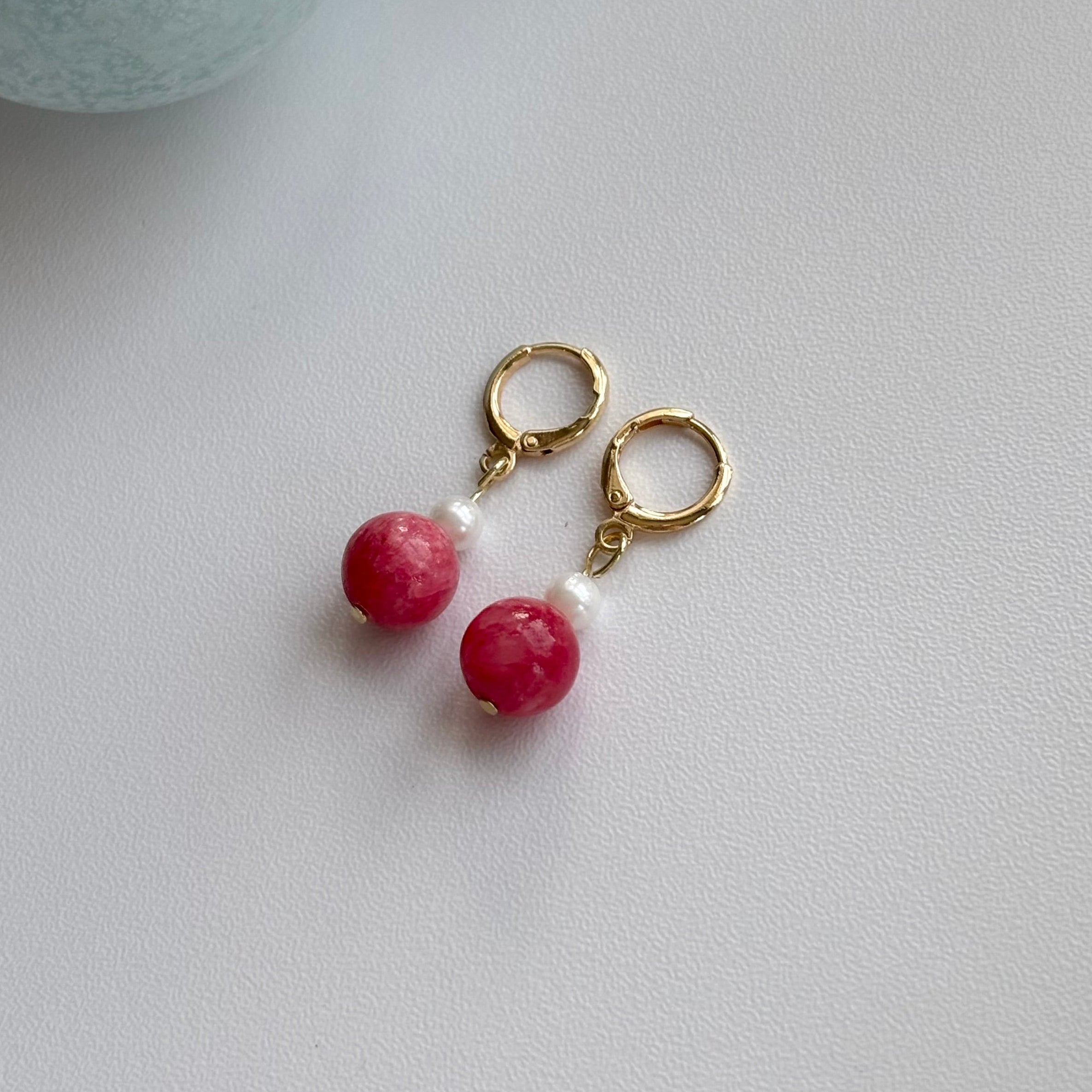 Pink Gemstone Drop Earrings
