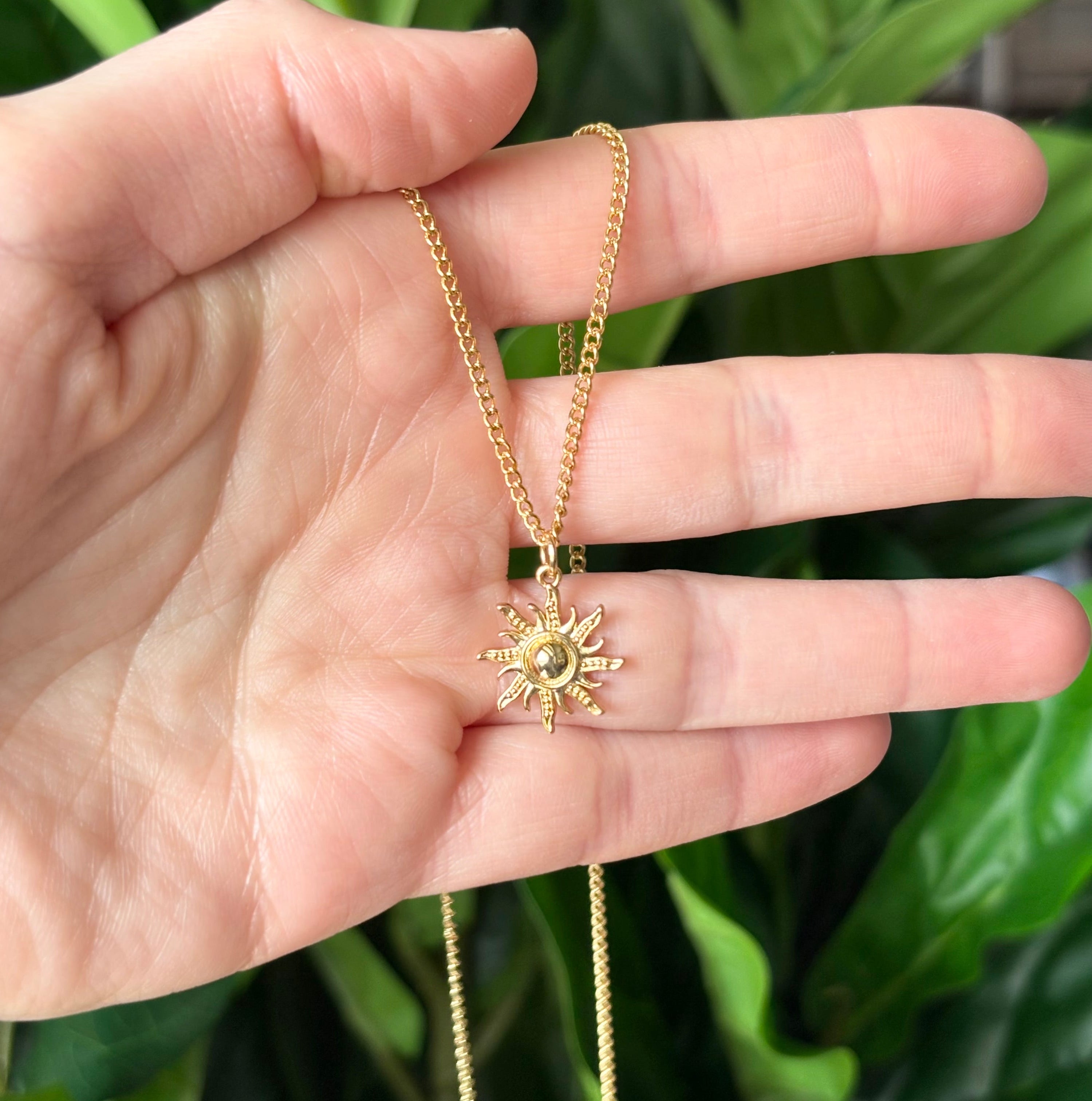 Gold Sun Charm Necklace