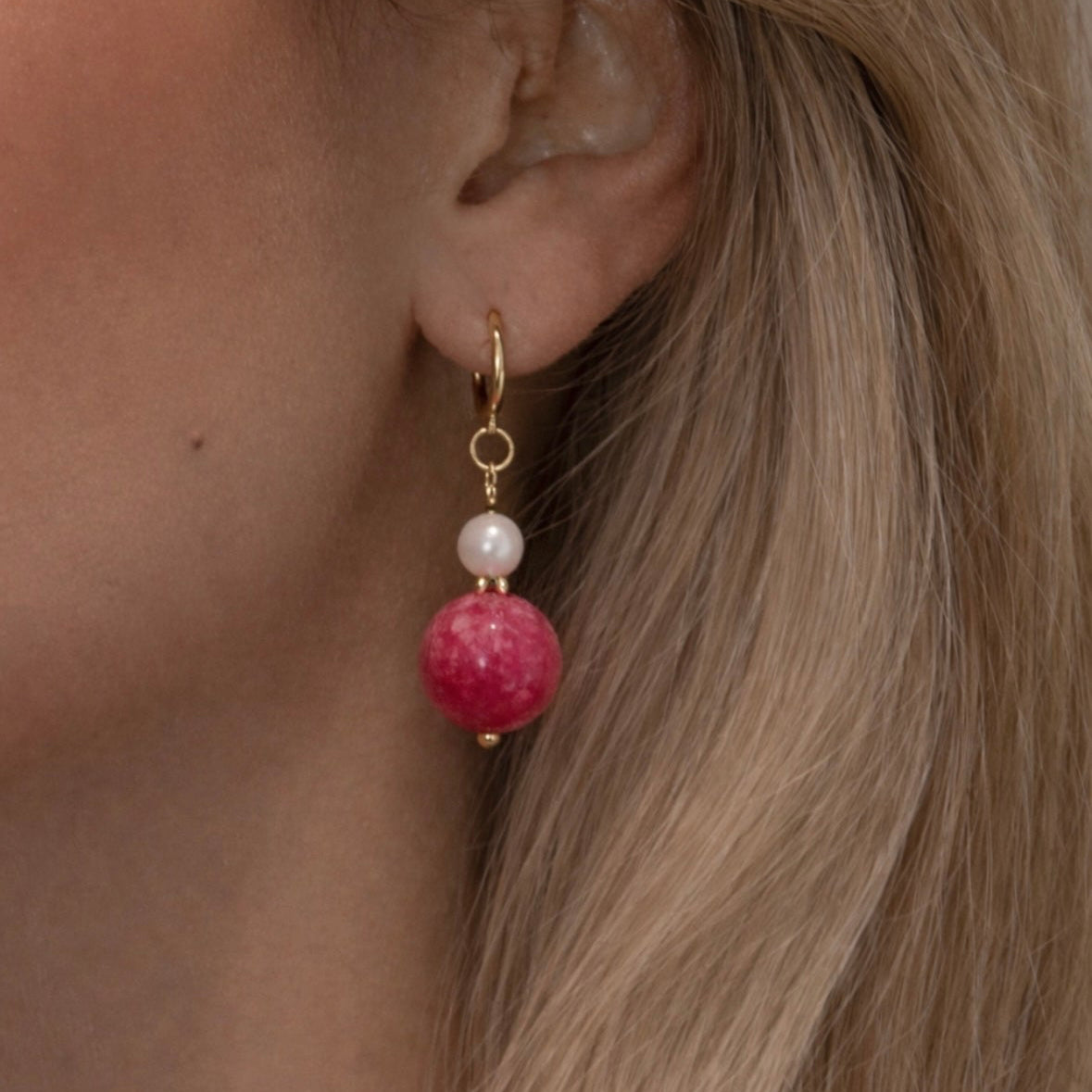 Pink Gemstone Drop Earrings