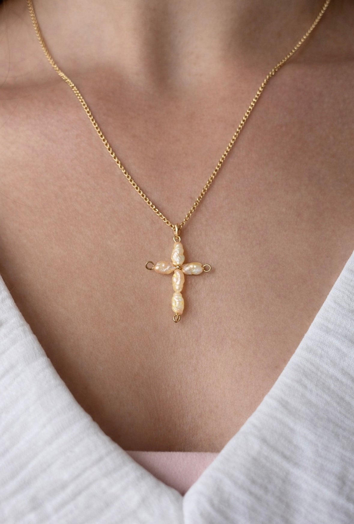 Butter Yellow Cross Necklace